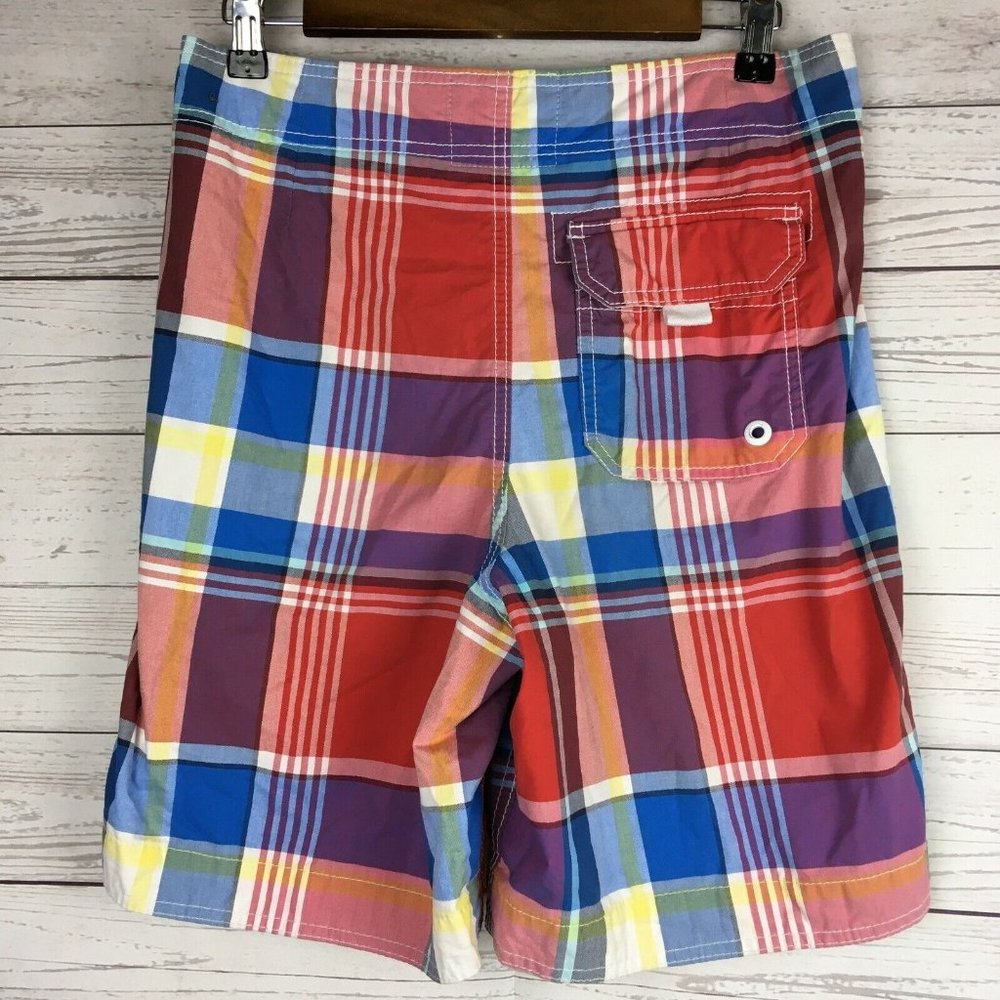 Abercrombie Fitch Mens Swim Shorts XS 29 to 30 Cotton Blend Rainbow Plaid Trunks - Picture 2 of 11